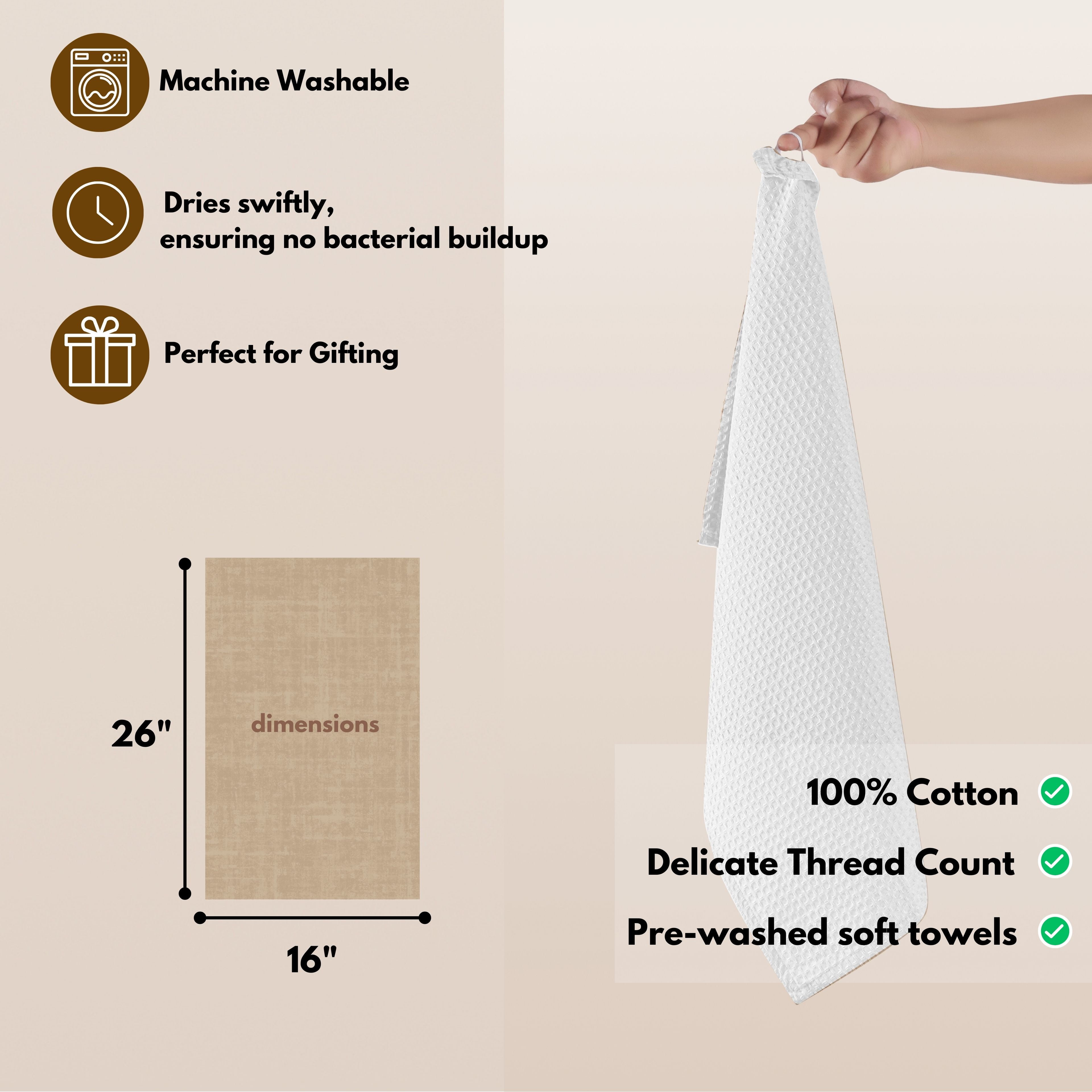 Native Fab 12 Pack Waffle Kitchen Dish Towels - 100% Cotton Soft Absorbent Wash Cloths - White