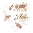 thumbnail image 1 of Nuobesty Peineta para el cabello de boda, 4 piezas, diamantes de imitación, pinzas para el cabello florales y florales, horquilla para el cabello, joyería para el cabello para accesorios de vestido de, 1 of 5