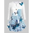 thumbnail image 1 of Camiseta de impresión de mariposa de flor Rosegal  Mangas largas de talla grande, 1 of 5
