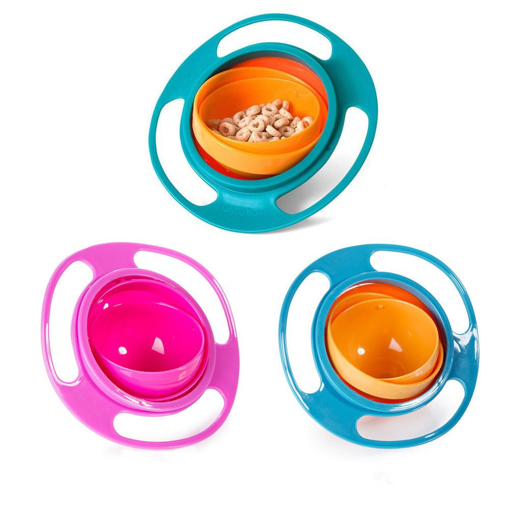 Ztl Baby Gyro Bowl 360 Dgree Rotation Spill Resistant Gyroscopic Bowl with Lid Toy Tableware for Kids Toddlers 