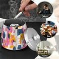 thumbnail image 4 of Yayeee Ashtray with Lid for Cigarette Smokeless Stainless Steel Home Ash Holder, Art Geometric, 4 of 7