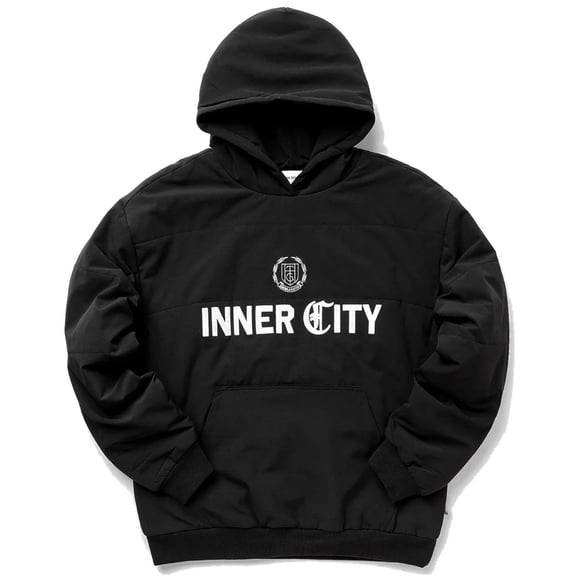 Honor The Gift Men's Chainstitch Embroidered Inner City Insulated Puff Hoodie (Small, Black)