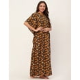 thumbnail image 2 of Moomaya Sleepwear, Printed Kaftan Maxi For Women, Round Neck Rayon Caftan Dress, 2 of 9