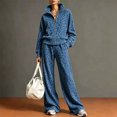 thumbnail image 2 of Szluipve 2 Piece Sets for Women Leopard Print 2 Piece Tracksuit Zip Up Stand Collar Jacket Elastic Waist Wide Leg Pants Casual Loungewear Outfit Set Royal Blue XXL, 2 of 7