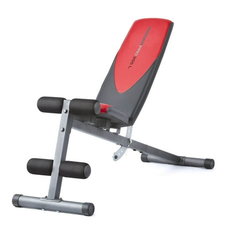Weider Pro 225 L Adjustable Exercise Bench with Integrated Leg Lockdown, 300 lb. Weight Limit
