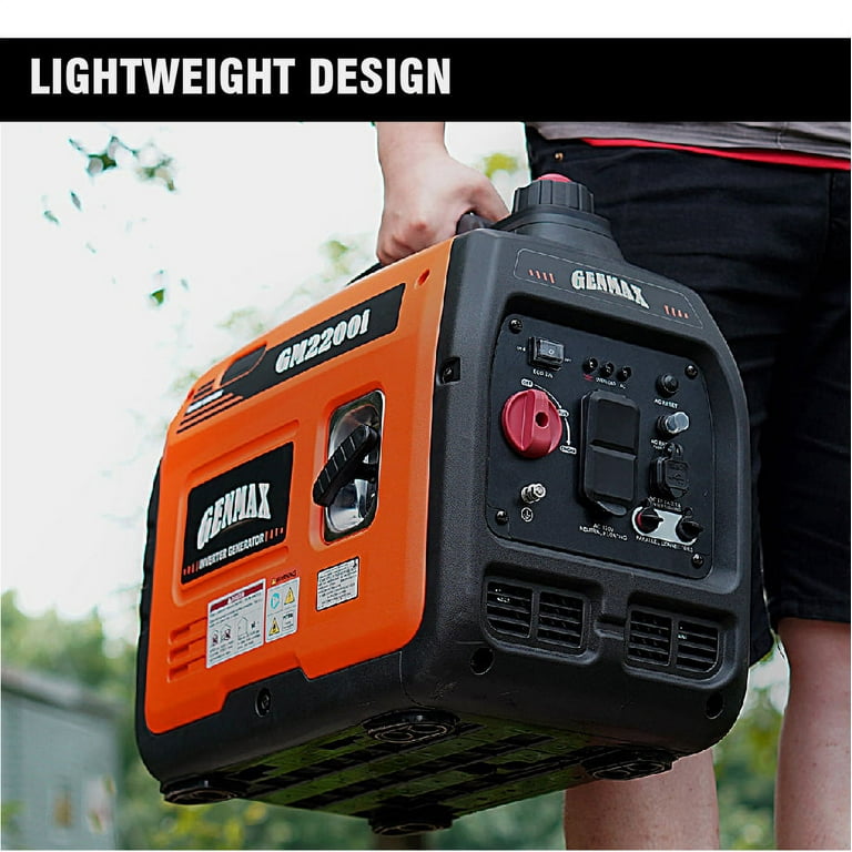 GENMAX Generatore portatile, motore a gas ultra silenzioso da 2800 W, con sensore di CO e capacità parallela, ideale per campeggio all'aperto e alimentazione di riserva. Conforme a EPA e CARB