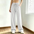 thumbnail image 5 of Kttectoa Pants for Women Wide Leg Drawsting Waist Loose Corduroy Pants Solid Fill Length with Pockets Casual Lounge Fall Winter, 5 of 5