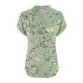 thumbnail image 4 of Women's Tops Short Sleeve Summer Under $10 Casual Printed Short Sleeve Button Home V-Neck T-shirt Blouses, 4 of 5