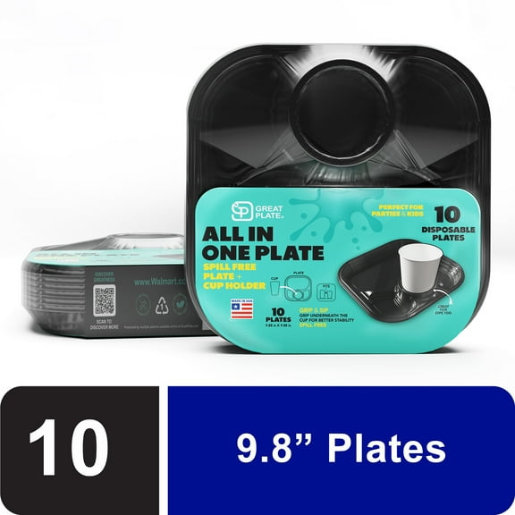 GreatPlate 10” All-in-One Disposable Plate, 10 Count