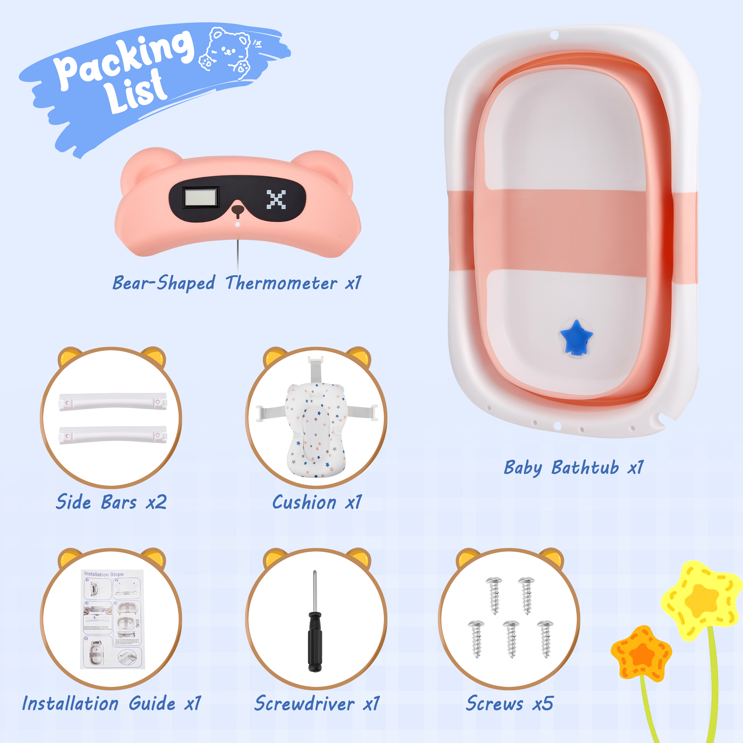Doulami Collapsible Baby Bathtub with Cushion & Thermometer photo 6