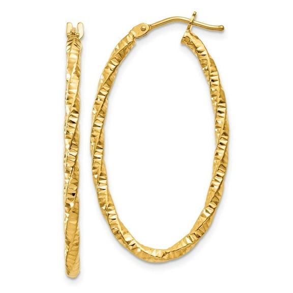 Primal Gold 14 Karat Yellow Gold Textured Oval Hoop Earrings