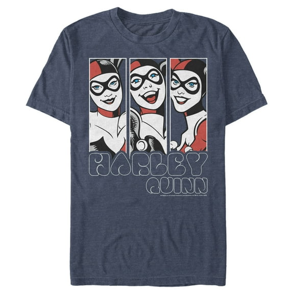 Men's Batman Harley Quinn Classic Cartoon Panel Graphic Tee Navy Blue Heather 5X Large