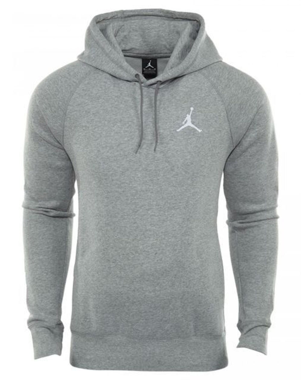 Nike Mens Jordan Flight Pull Over Hooded Sweatshirt Light Grey/White