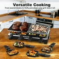 thumbnail image 1 of CUSIMAX Raclette Électrique 1500 W - Plaque Antiadhésive Réversible, Pierre de Gril, 8 Poêles, Spatules en Bois. Parfait pour BBQ Coréen, Noir, 1 of 5