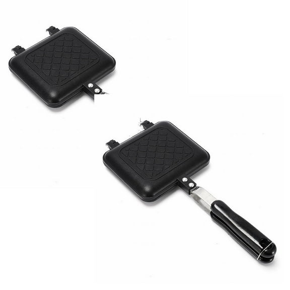 Clearance Cooking Utensils under $20 Toastie Maker Double Side Bread Frying Pan Non Stick Stovetop Sandwich Maker Machine With Heat Handles Multiple Purposes Sandwich Camping Toaster For Stov