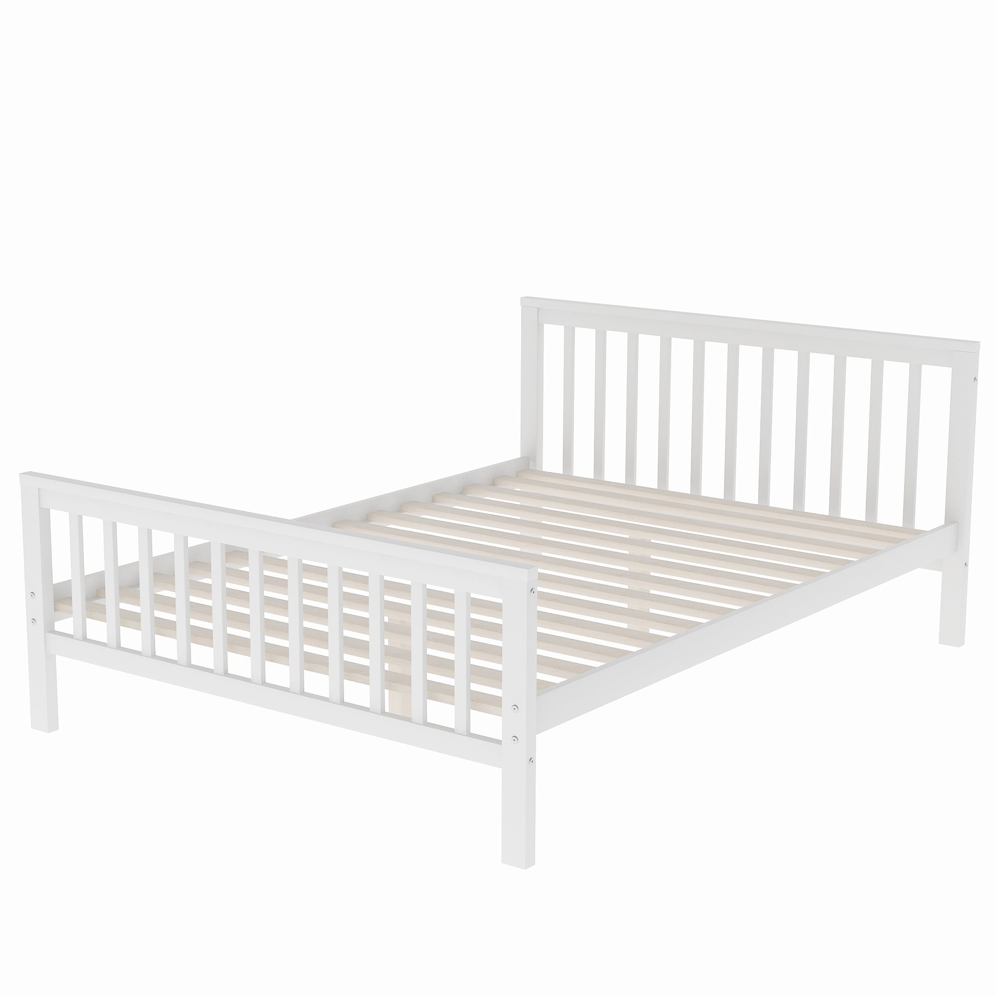 Euroco Modern Wood Twin over Full Bunk Bed, Loft Bed with Moveable Full Bed, Storage Staircase for Kids Teens Adults, White