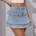 thumbnail image 4 of Women Denim Short Skirt Fashionable Stretch Polyester Cotton Summer Parties, 4 of 4