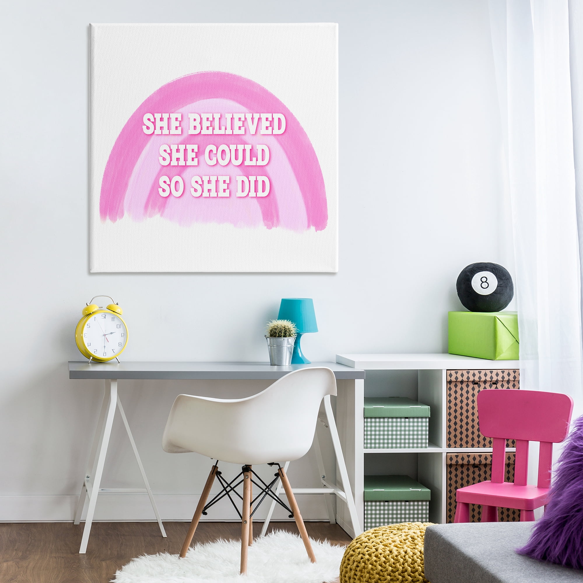 Stupell Industries Believed She Could Text & Numbers Painting Wrapped Canvas Art Print Wall Art, 36 x 36