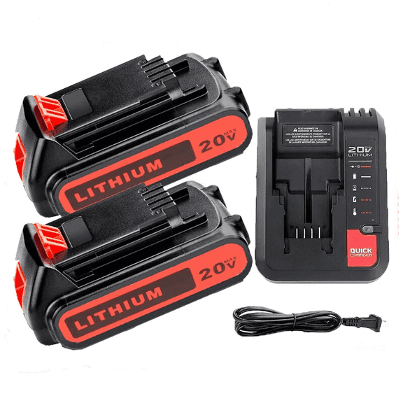 20v Lithium Battery Replacement for Black and Decker 3.6Ah Battery 2Pack with 1 Charger Combo Compatible with LBXR20 LBXR20B LBXR20-OPE LBXR2020 LBXR20 LB20 LBX20 LB2X4020 Cordless Power Tool