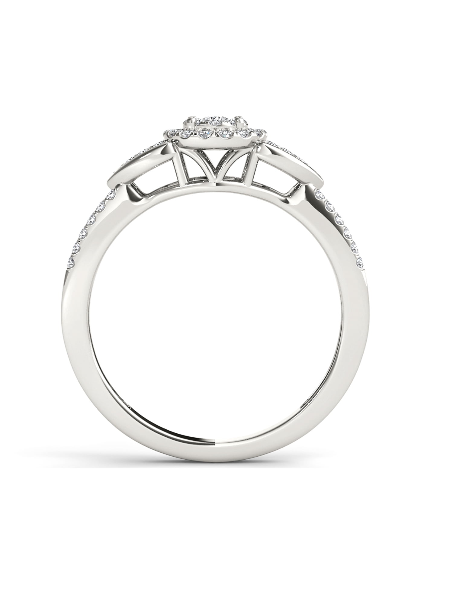 3/8Ct TDW Diamond 10K White Gold Cluster Halo Engagement Ring