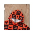 thumbnail image 5 of Qmyliery Newborn Baby Hooded Romper, Plaid Grimace/Pumpkin Printed Long Sleeve Overalls, Casual Simple Style Jumpsuit, 5 of 9