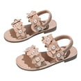 thumbnail image 4 of Gubotare Little Girl Sandals Girls Sandals with Adjustable Buckle Comfort Water Sandals for Kids Lightweight Soft Slide Sandal Walking Open Toes Flat Shoes Size 1 (Beige,Big Kids 1), 4 of 6