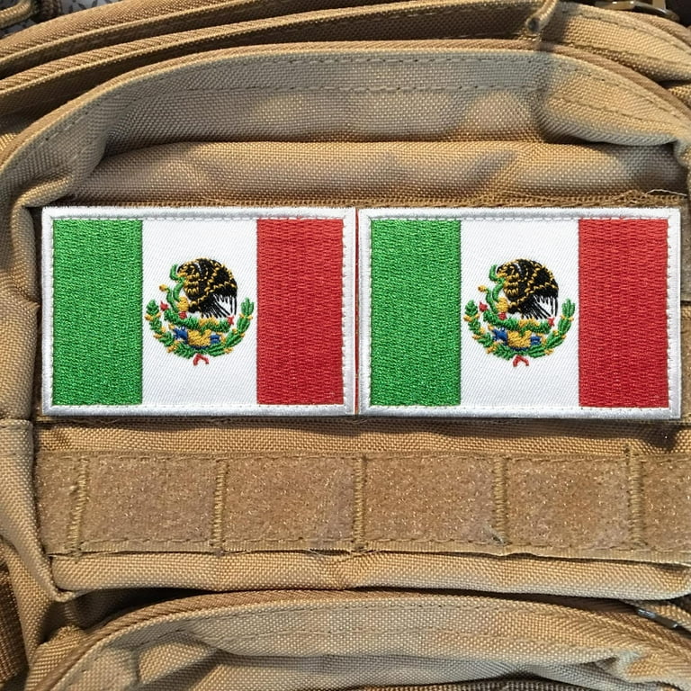 Mexican Flag Patches (2-Pack), Mexico Patches for Backpacks & Jackets,  Mexican Morale Patch, Mexican American Flag Patch (Large Flag (2-Pack))