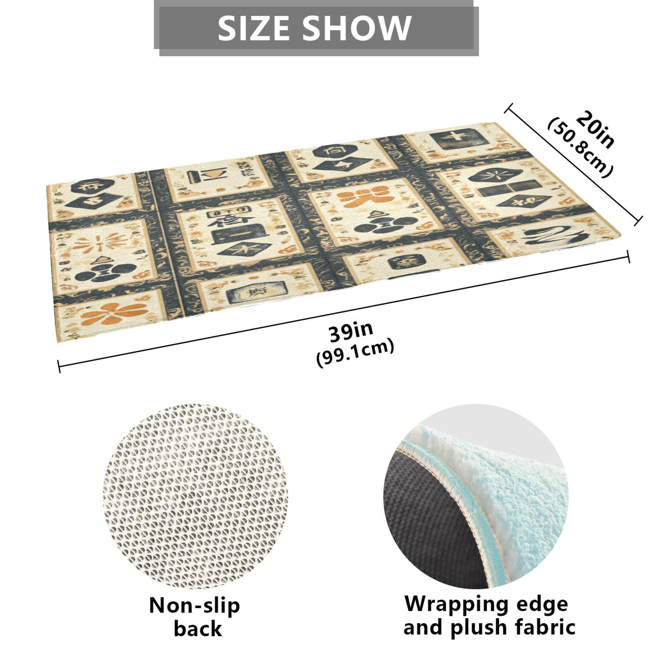 WOBOGO Mahjong Background Carpet 39x20in Kitchen Bathroom Plush Absorbent Non-Slip Floor Mat