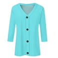 thumbnail image 6 of Delayuji Women's Long Sleeve Cardigan Button Down Solid Color Fashion Casual 3/4 Sleeves Cardigans Sweater For Women, 6 of 7