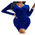 thumbnail image 1 of Femmes V-Cou Paillettes Wrap Robe Manches Longues Élégant Bodycon Parti Robe de Cocktail, 1 of 7