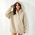 thumbnail image 6 of SYwaren Half Button Hoodie for Women Oversized Pullover Casual Long Sleeve Fall Sweatshirt Solid Color Tops, 6 of 9