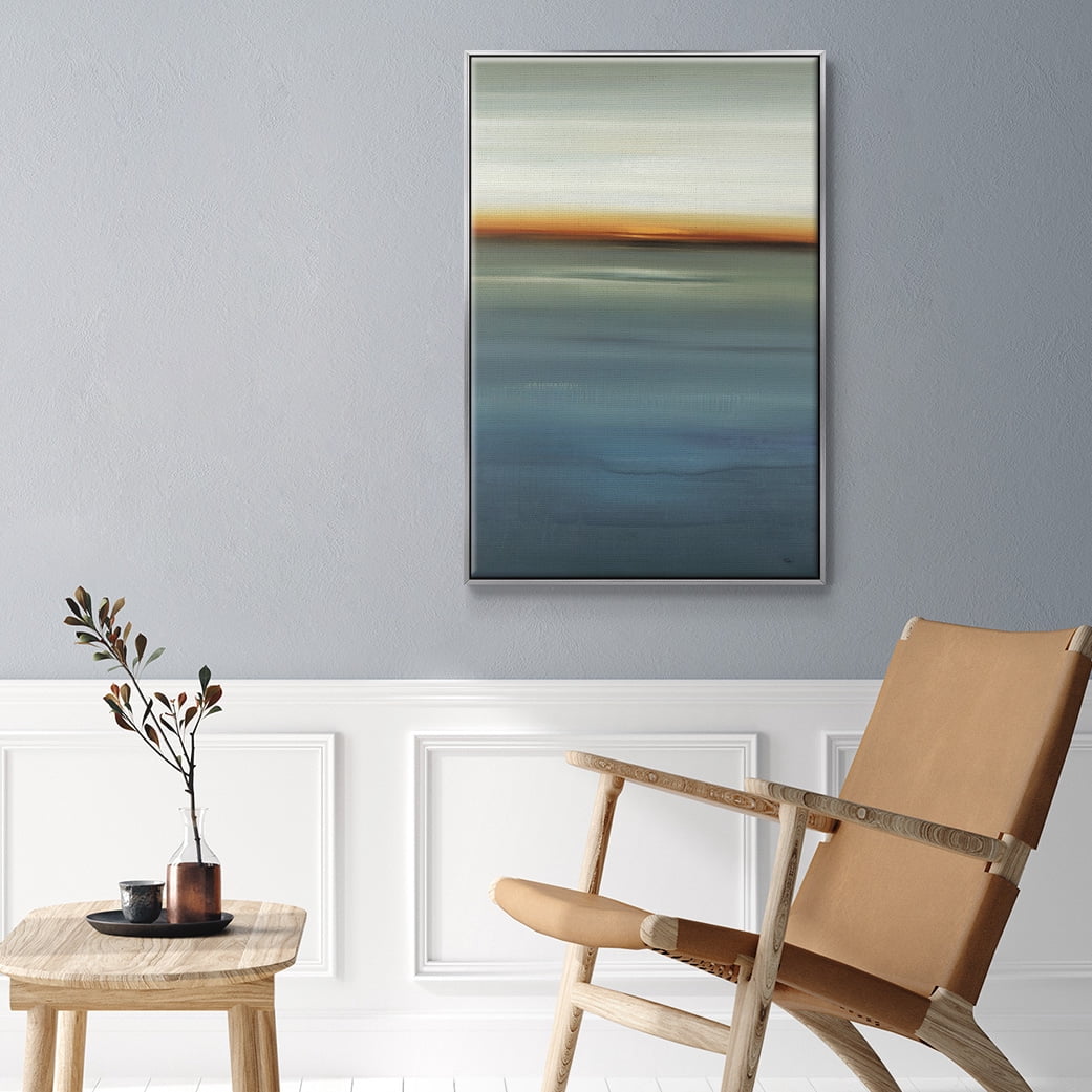 Beside the Blue I Framed Premium Gallery Wrapped Canvas - Ready to Hang - 27 x 41 - Silver Floating Frame