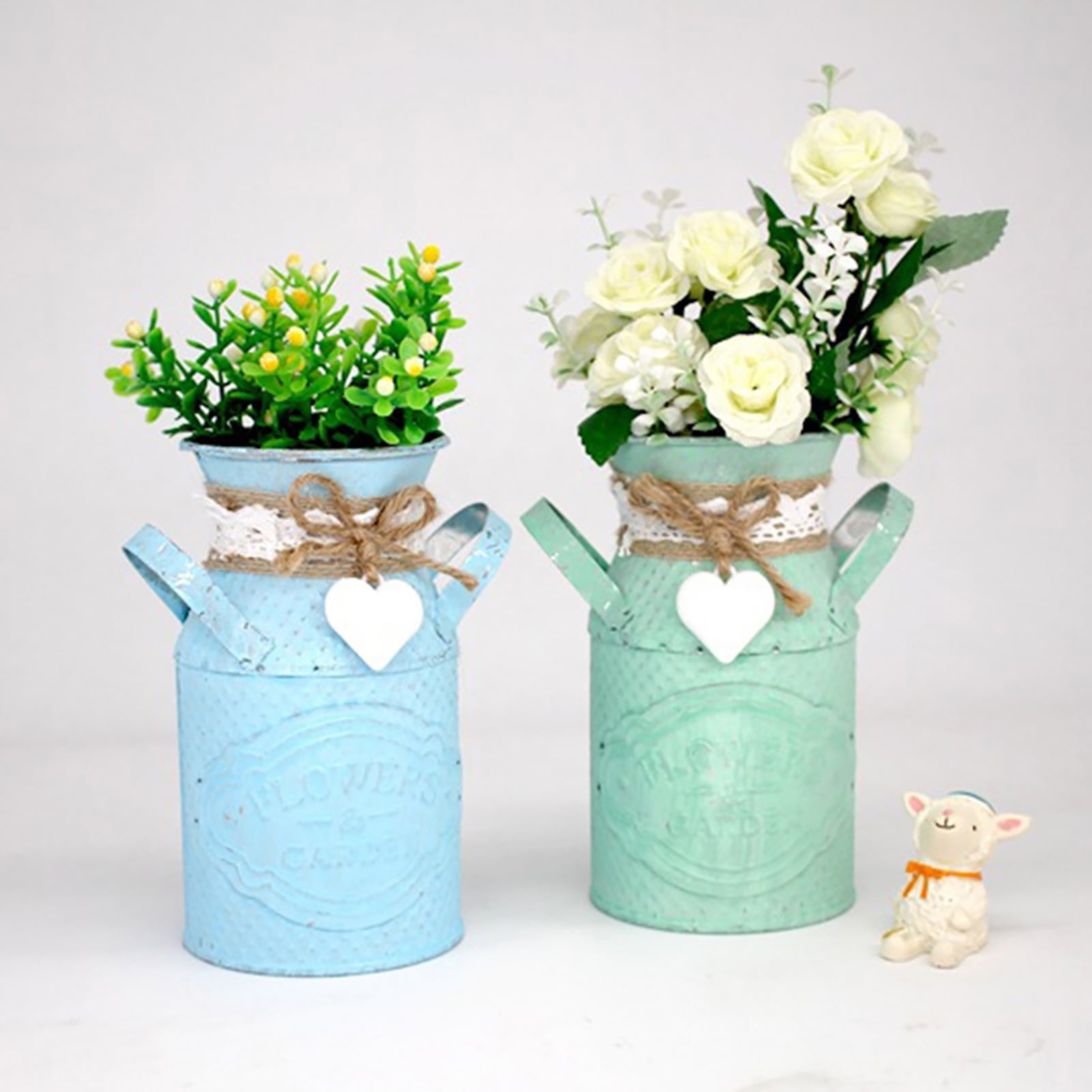 Flower Bucket Decorative Vintage French Bucket Retro Country Style Galvanized Flower Vase Farmhouse Pail Pot Flower Holder Centerpiece Flower Bucket Decorative Vintage French Bucket Retro Country Style Galvanized Flower Vase Farmhouse Pail Pot Flower Holder Centerpiece