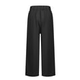 thumbnail image 5 of Resicozy Cotton Linen Pants Women Summer Dressy Casual Straight Leg Capri Pants Elastic Waist Beach Trousers with Pockets Black L, 5 of 9
