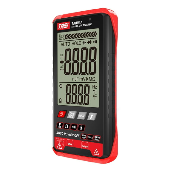 TASI Tansi TA804A Ultra-Slim Digital Multimeter with Auto-Ranging, Anti-Burn Protection, and NCV Voltage Sensing for Electricians (Battery Not Included)