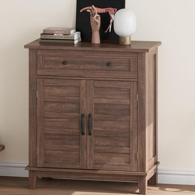 Buffet Bahut Style Ferme avec Tablette Réglable à 3 Niveaux, Armoire de Rangement de Cuisine avec Grand Tiroir pour Salle à Manger, Salle de Bain, Entrée, Brun
