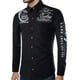 thumbnail image 2 of Camisas Para Hombre Camisa vaquera occidental para hombre con letras, manga larga, corte entallado, informal, de poliéster, con botones, estilo hippie, cuello (Black, XXL), 2 of 3