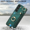 thumbnail image 5 of Wallet Case Compatible with Samsung Galaxy S22 with Card Holder, 360° Rotation Finger Ring Stand PU Leather Cover Drop Protection with Magnetic Snap Case Cover for Galaxy S22 - Green, 5 of 8