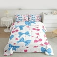 thumbnail image 2 of Homewish Cartoon Bowknot Cherry Queen Comforter Set for Kids, White Blue Pink Bedding Sets, Kawaii Flower Floral Reversible Bedding Comforter Set, Microfiber Bedroom Decor, 3-Piece, 2 of 8