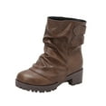 thumbnail image 2 of Tawop Boots for Women Chunky Low Heel Buckle Winter Fall Boots, 2 of 6