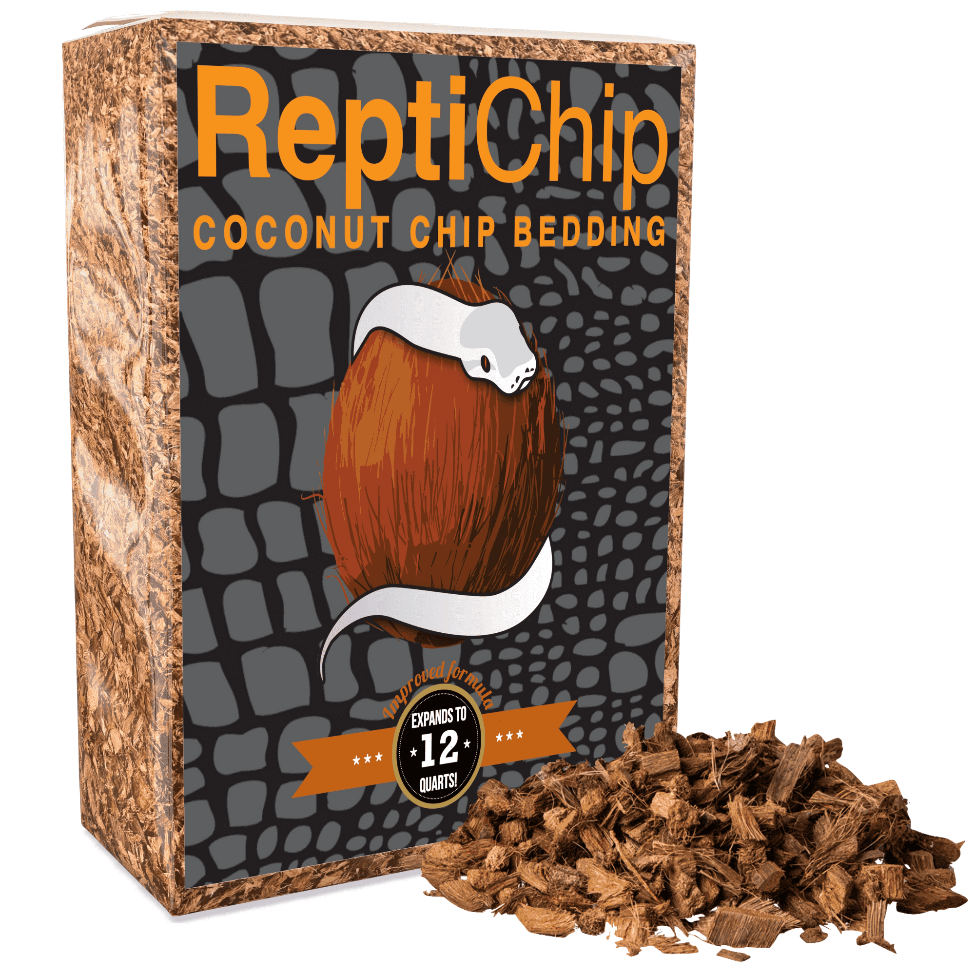 ReptiChip Premium Reptile Substrate Coarse Coconut Chip Mix The Perfect Bedding for Pythons, Boas, Lizards, and Amphibians… (12 Quart)