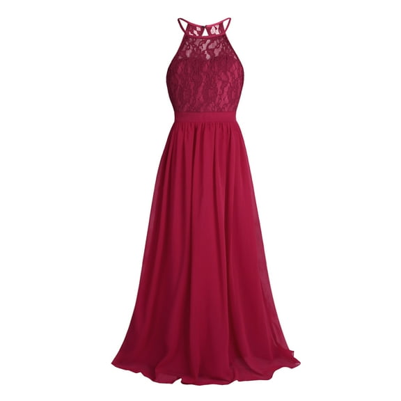 Runhomal Flower Girl Dresses for Wedding Lace Chiffon Elegant Princess First Communion Dresses Burgundy 14