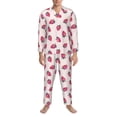 thumbnail image 3 of Naloa Hand Drawn Strawberry Men’s Pajamas Set - Long Sleeve Button Down Sleep Shirt and Pajama Bottoms Sleepwear Set-Large, 3 of 7