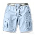 thumbnail image 5 of Utoimkio Men's Striped Elastic Waist Drawstring Cargo Shorts,Multi Side Flap Pocket Lightweight Casual Knee Length Outdoor Work Shorts, 5 of 5