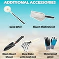 thumbnail image 5 of Sand Fleas Rake Set,Detachable 47 Inches Long Handle,Includes 1pcs Sand Flea Rake,1pcs Sand Sifter,1pcs Beach Mesh Shovel,1pcs Black Beach Shovel,1pcs Claw Rake with Mesh Net,One Pair of Gloves, 5 of 6