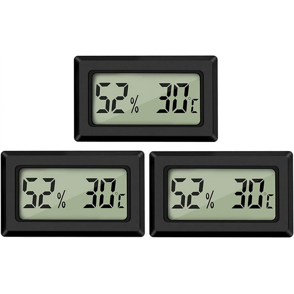 Mini Digital LCD Thermomètre Hygromètre Température Humidité Testeur Thermomètre Portable Thermo Hygromètre Indicateur pour Bureau Cuisine Humidors Incubateurs Reptiles (3PCS)