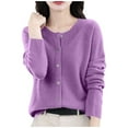 thumbnail image 3 of Women's Button Cardigan Sweaters Long Sleeve Soft Knit Tops Casual Round Neck Solid Lightweight Cozy Sweater, 3 of 5