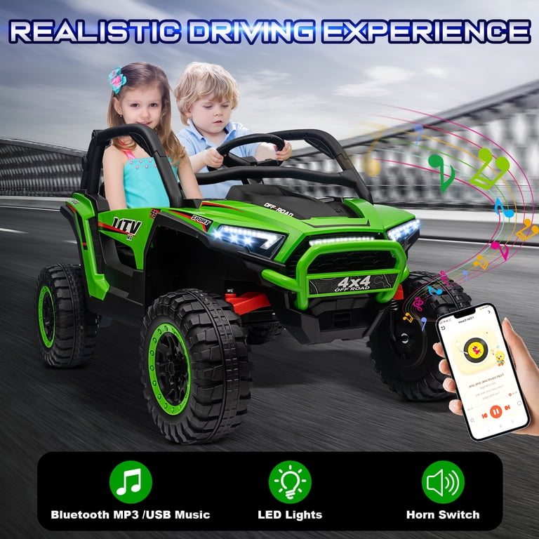 Funride 24V 2 Seater Electric Ride-On UTV for Kids, 4WD, Battery