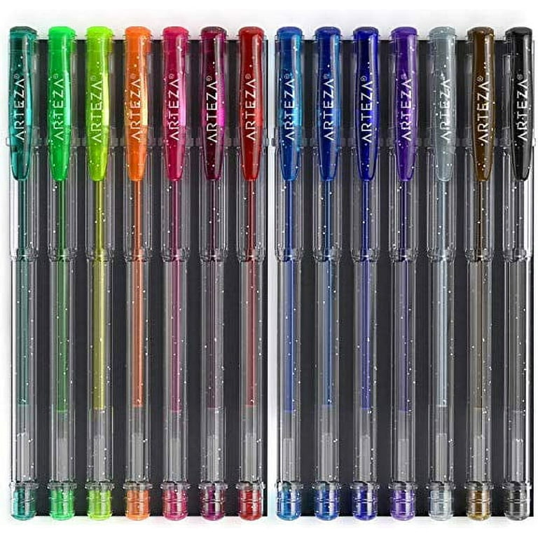 Arteza Gel Pens, Super Glitter, Assorted Colors - Doodle, Draw, Journal -  18 Pack (ARTZ-3512) 