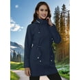 thumbnail image 2 of Women Waterproof with Hood Trech Coat for Women Light-Weight Raincoats Packable Windbreaker Navy Blue M, 2 of 8